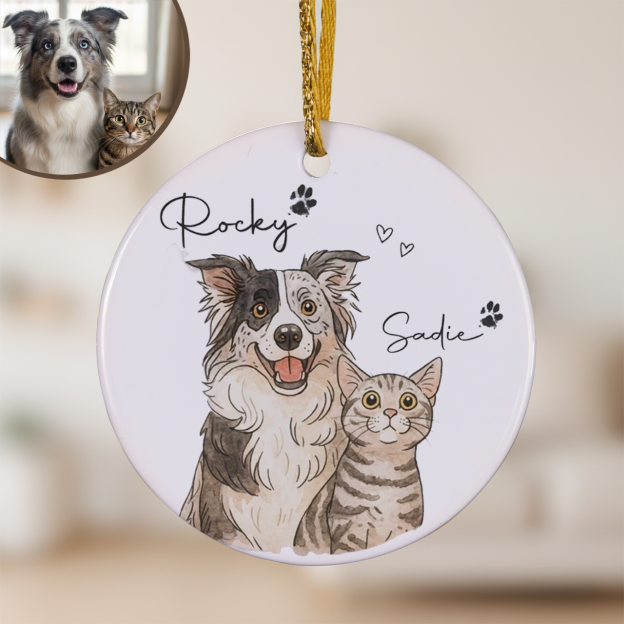Personalized Watercolor Pet Photo Ornament Beepumpkin