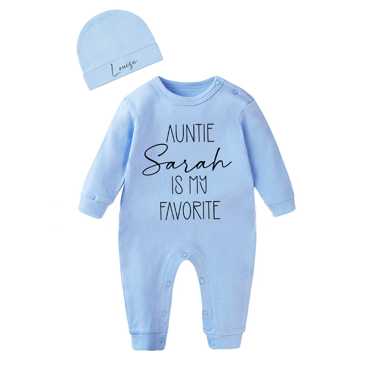 2 Pieces Personalized Auntie Is My Favorite Baby Rompers Sets