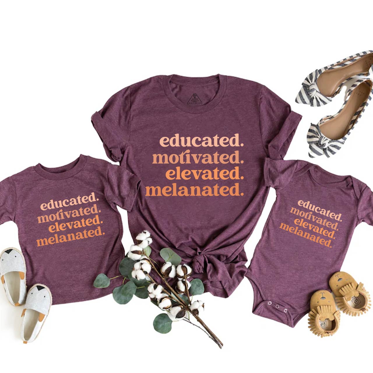 Educated Motivated Melanated Mom&Me Matching Tees