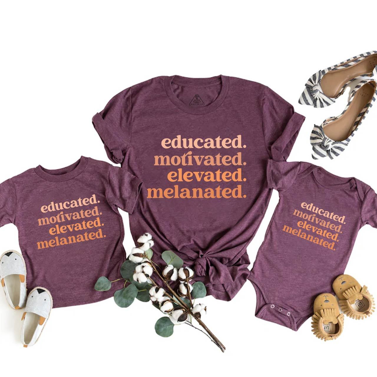 Educated Motivated Melanated Mom&Me Matching Tees