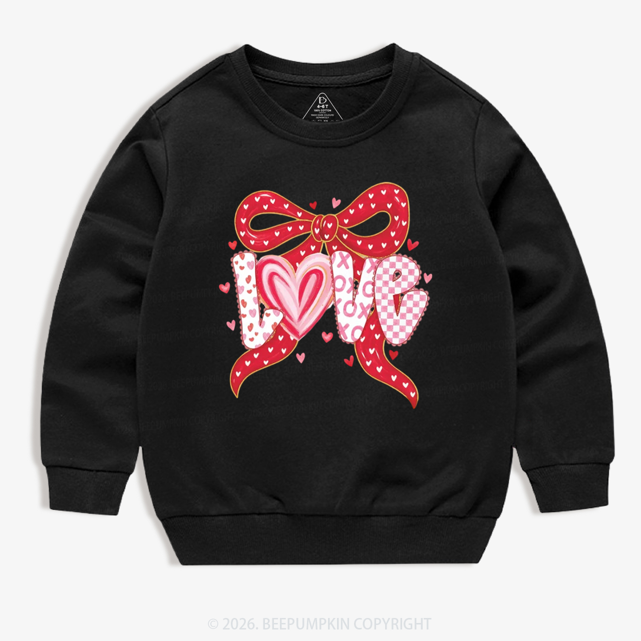 Coquette Bow Love Valentine's Day Kid's Sweatshirt