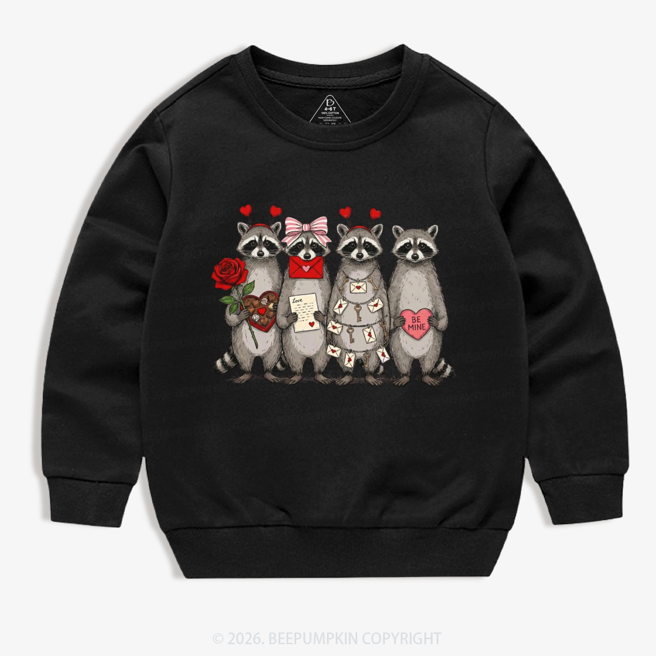 Feral Raccoon Valentine's Day Kid's Sweatshirt