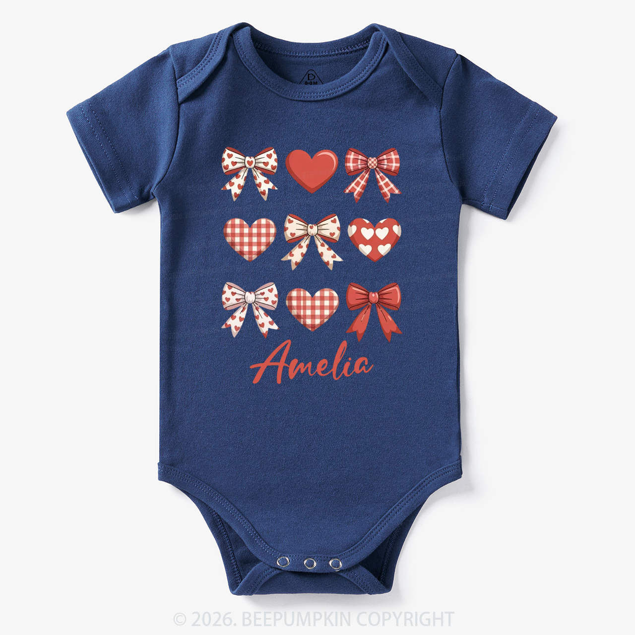 Personalized Bow Heart Valentine's Day Bodysuit