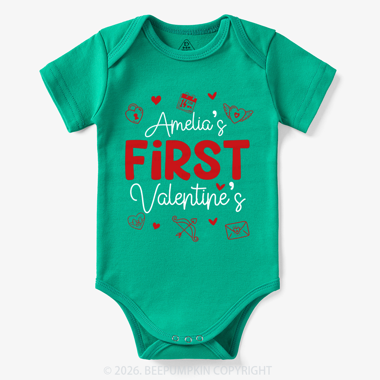 Personalized Baby First Valentine's Day Bodysuit