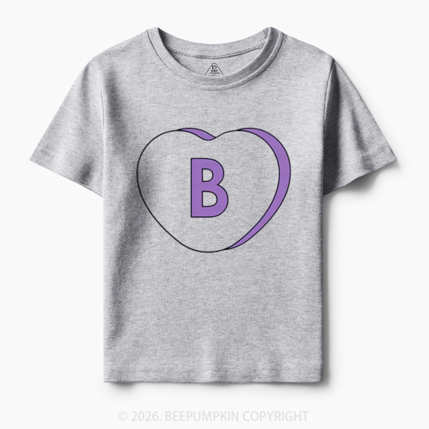 Personalized Candy Heart Initial Valentine's Day Toddler&Kid's Tees Beepumpkin
