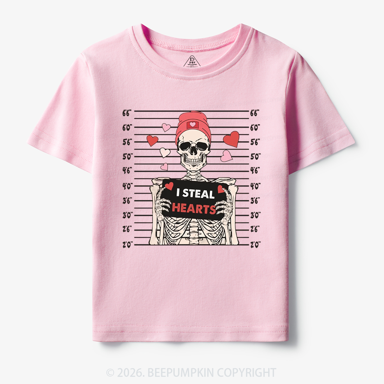 I Steal Hearts Skeleton Valentine's Day Toddler&Kid's Tees Beepumpkin