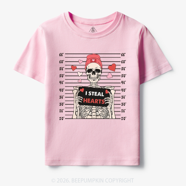 I Steal Hearts Skeleton Valentine's Day Toddler&Kid's Tees Beepumpkin