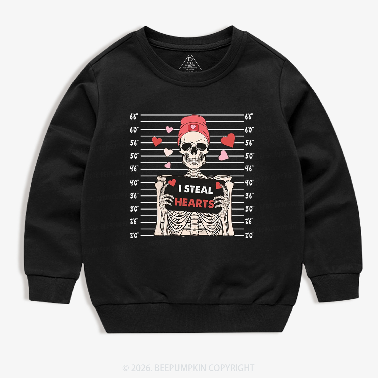 I Steal Hearts Skeleton Valentine's Day Kid's Sweatshirt