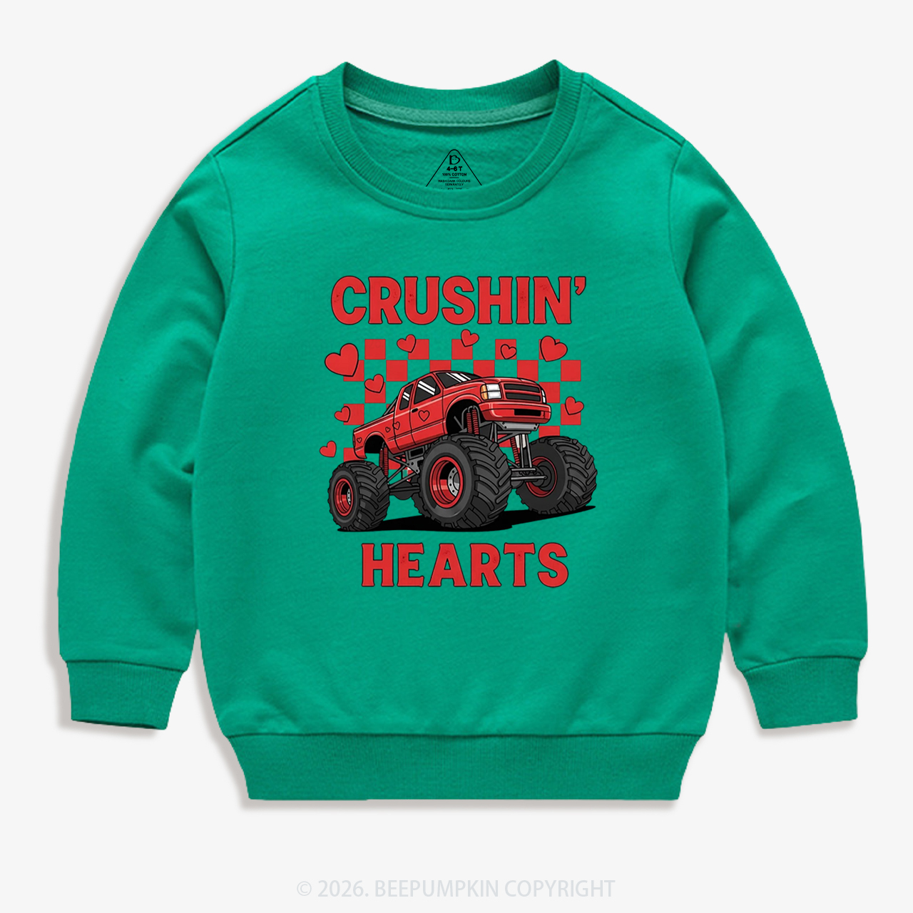 Crushin' Hearts Truck Valentine's Day Kid's Sweatshirt