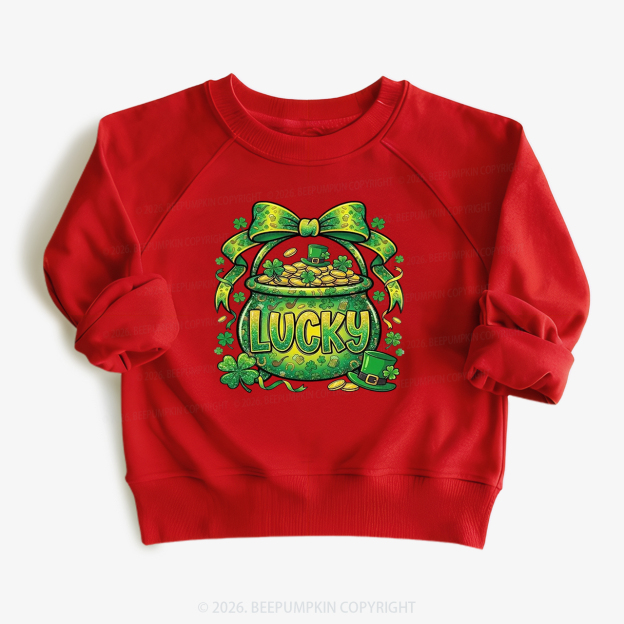 Lucky Shamrock Coquette St. Patrick's Day Kid's Sweatshirt