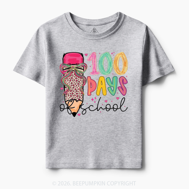 Bow Pencil 100 Days Of  School  Edition Toddler&Kid's Tees