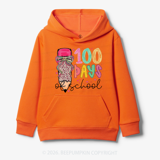 Bow Pencil 100 Days Of  School  Edition Toddler&Kid's Hoodies