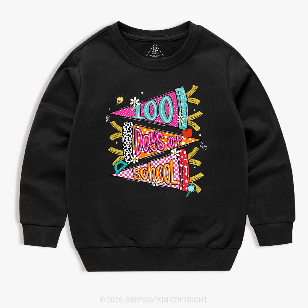 100 Days of School Coquette Bow Pencil Toddler&Kid's Sweatshirt