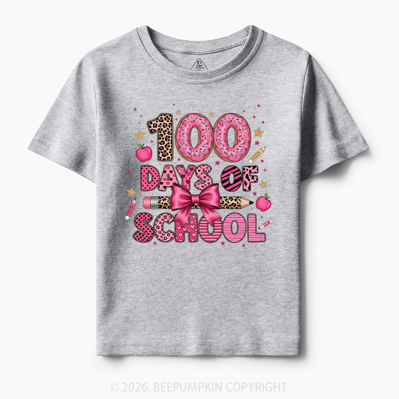 Preppy Pink Bow 100 Days Of School Toddler&Kid's Tees