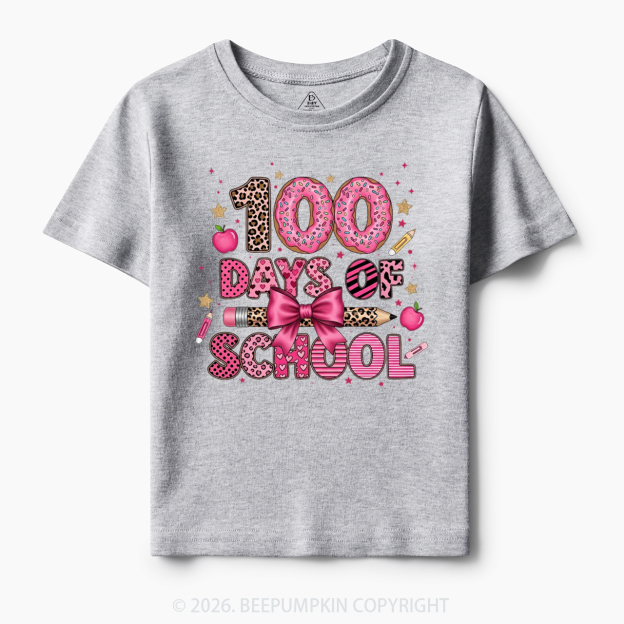 Preppy Pink Bow 100 Days Of School Toddler&Kid's Tees