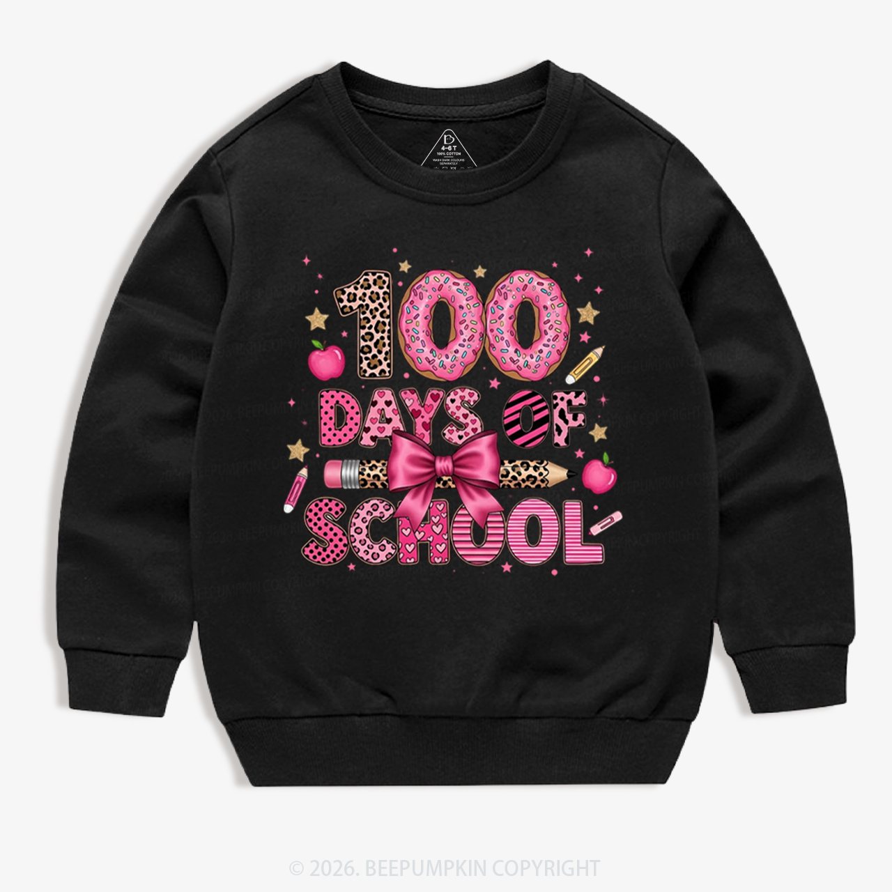 Preppy Pink Bow 100 Days Of School Toddler&Kid's Sweatshirt