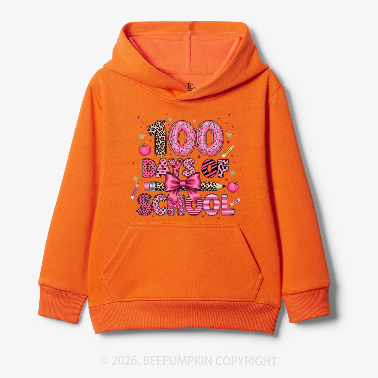 Preppy Pink Bow 100 Days Of School Toddler&Kid's Hoodies