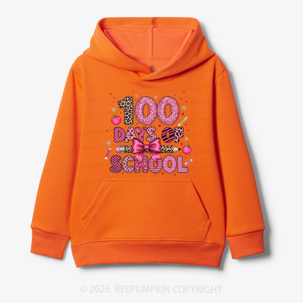 Preppy Pink Bow 100 Days Of School Toddler&Kid's Hoodies
