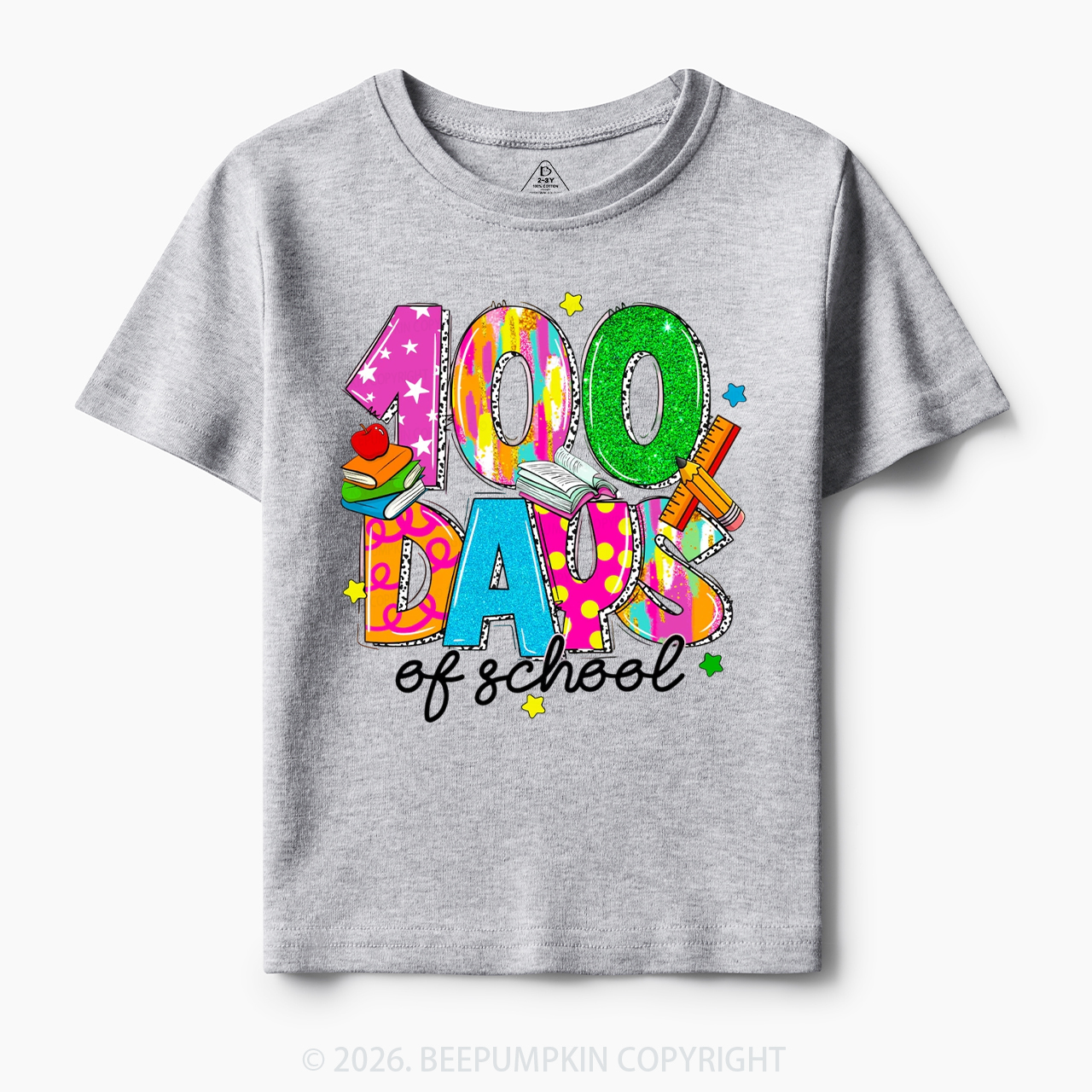 Bright & Fun 100 Days of School Toddler&Kid's Tees