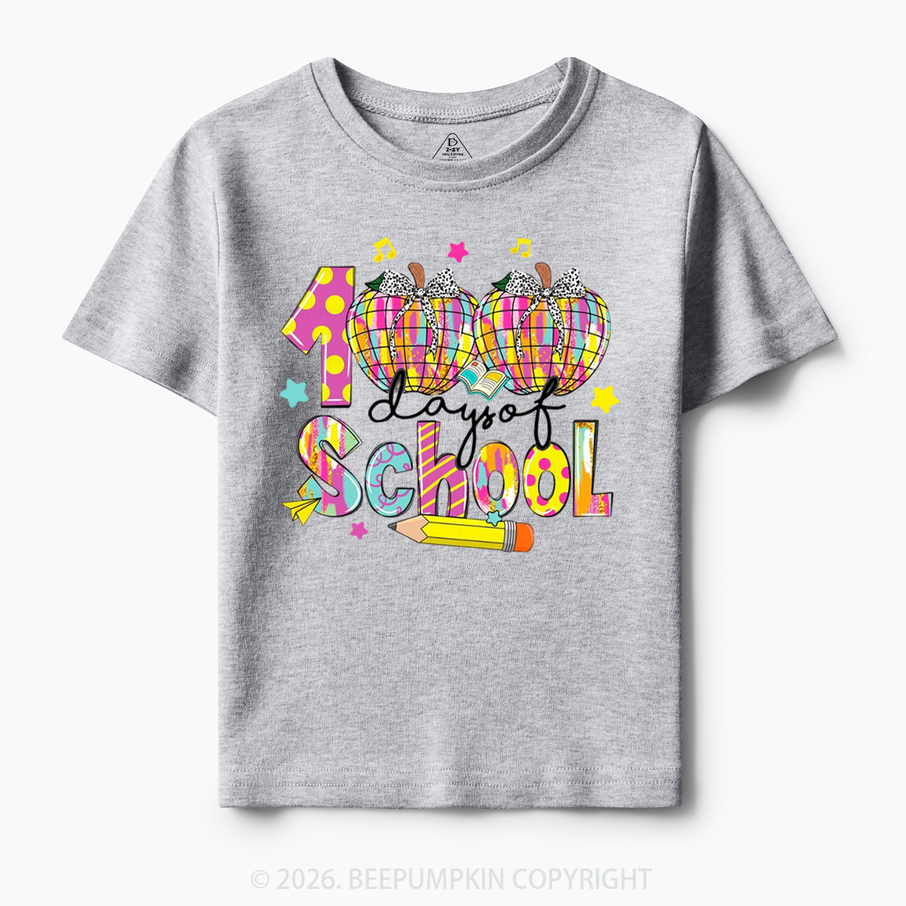 Bow & Plaid 100 Days of School Toddler&Kid's Tees
