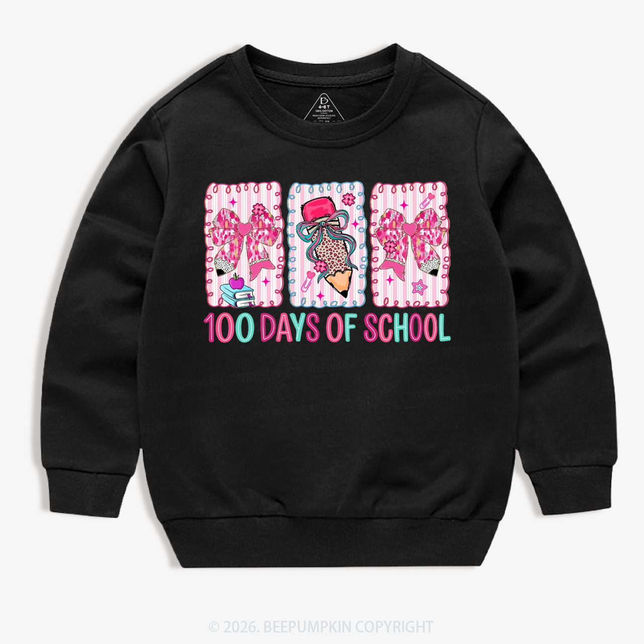 100 Days of School Coquette Bow Pencil Toddler&Kid's Sweatshirt