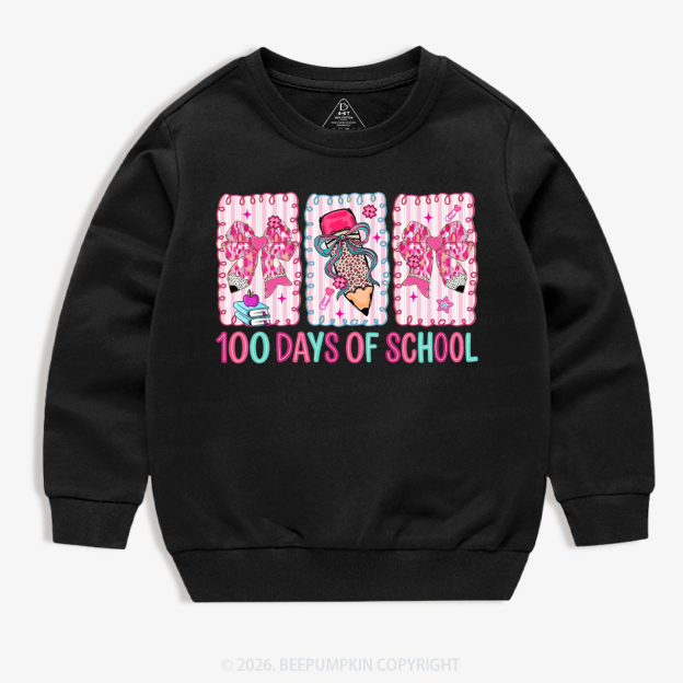 100 Days of School Coquette Bow Pencil Toddler&Kid's Sweatshirt