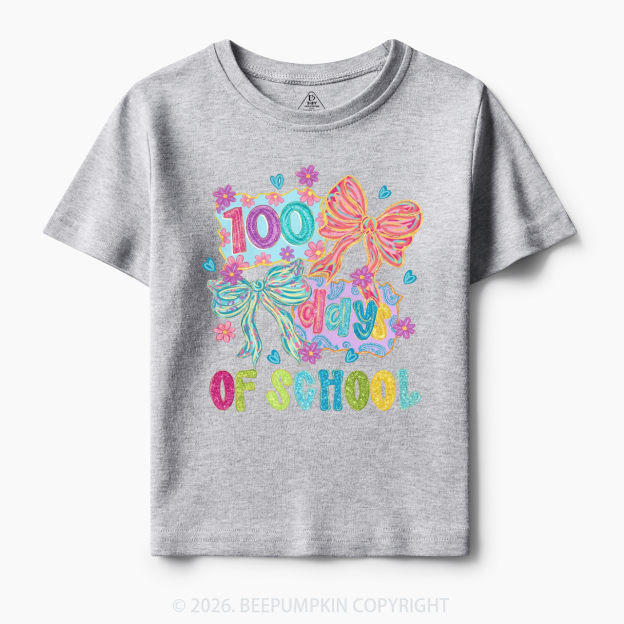 Sparkly Bow 100 Days of School Toddler&Kid's Tees