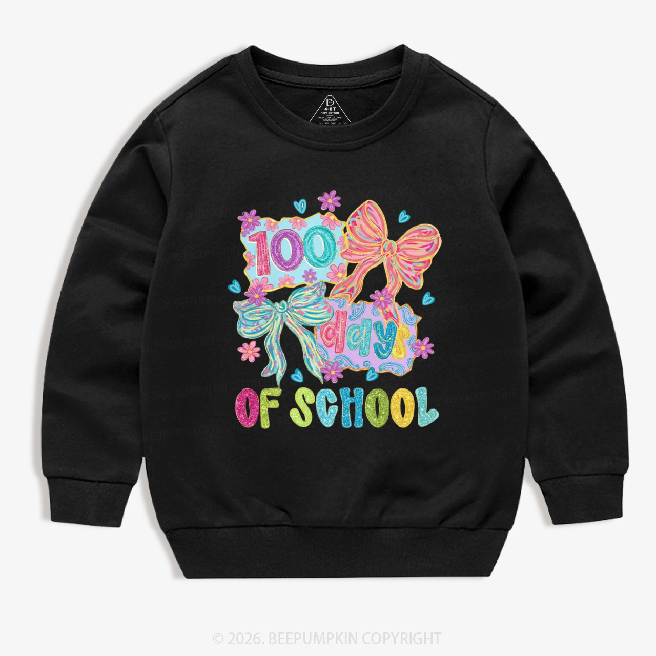 Sparkly Bow 100 Days of School Toddler&Kid's Sweatshirt
