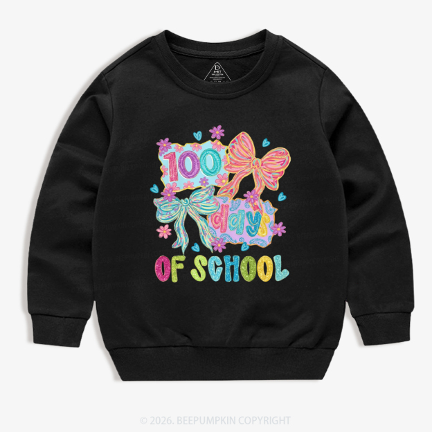 Sparkly Bow 100 Days of School Toddler&Kid's Sweatshirt