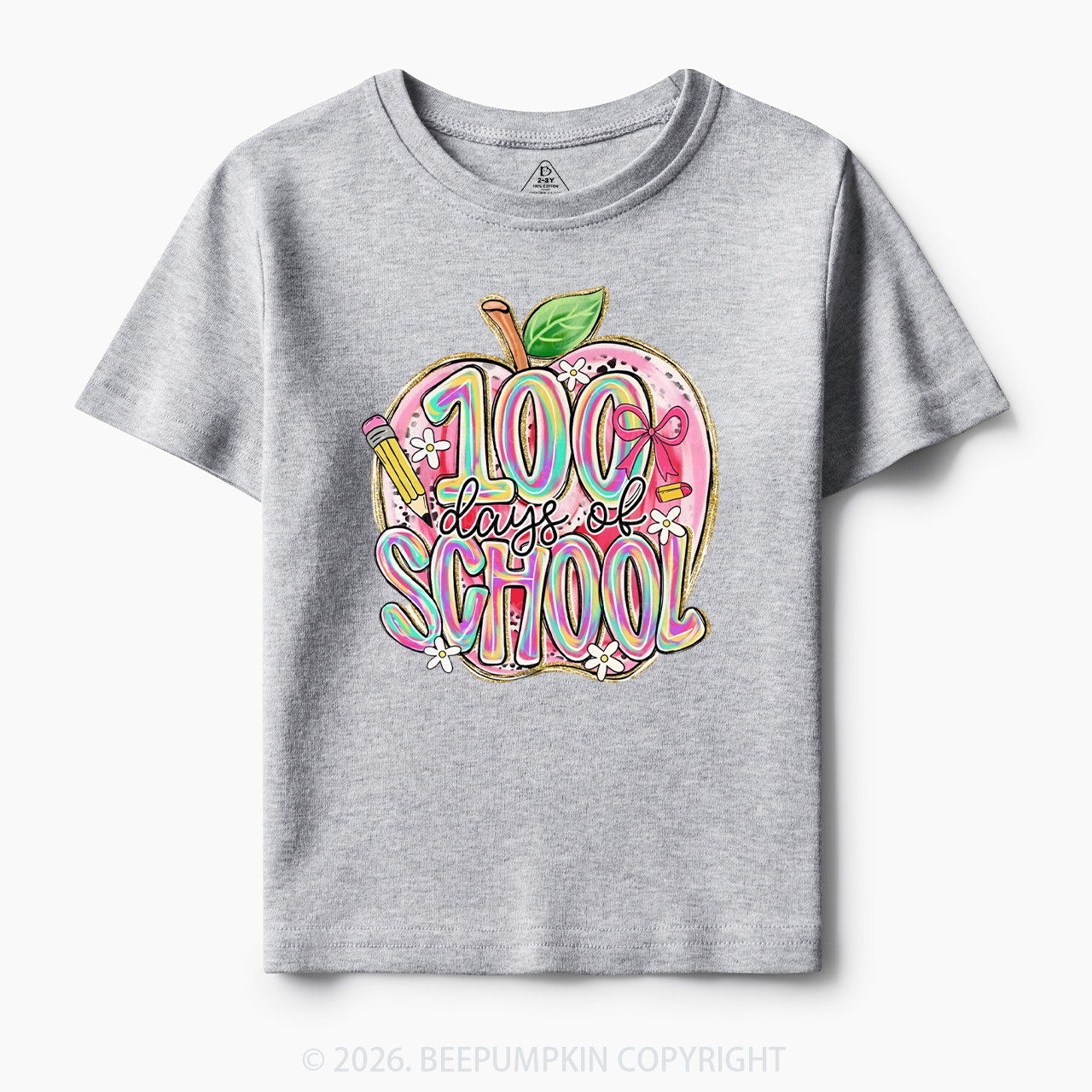 Pink Apple 100 Days of School Toddler&Kid's Tees