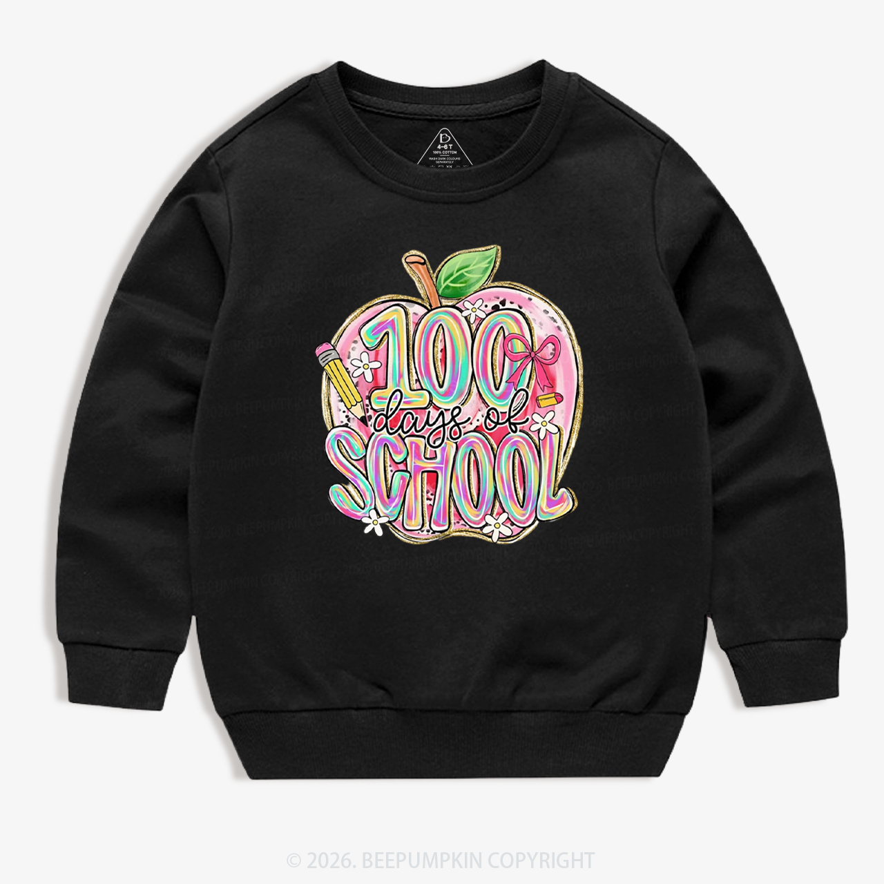 Pink Apple 100 Days of School Toddler&Kid's Sweatshirt