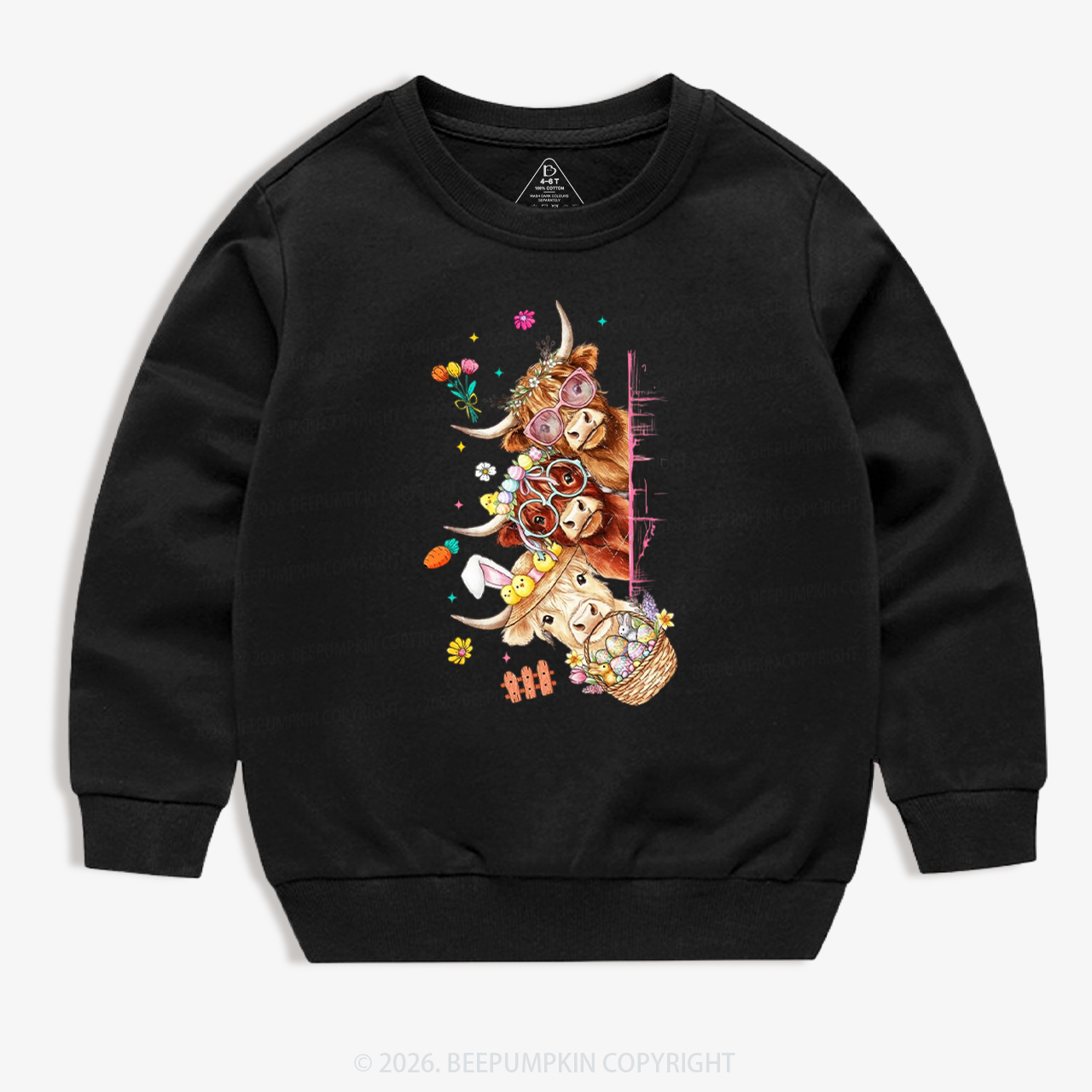 Easter Day Highland Cow&Bunny Kid's Sweatshirt