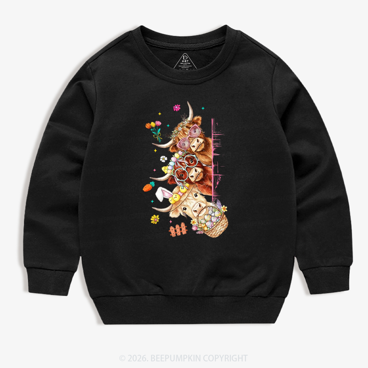 Easter Day Highland Cow&Bunny Kid's Sweatshirt