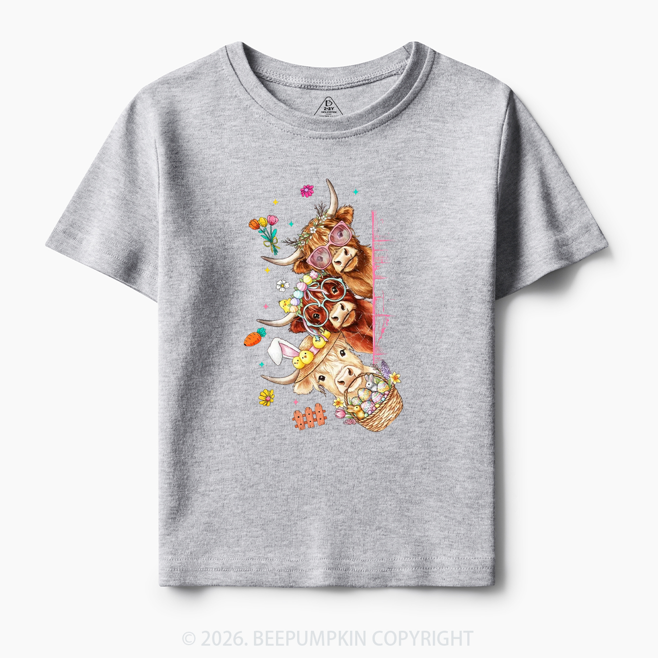 Easter Day Highland Cow&Bunny Toddler&Kid's Tees