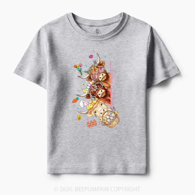 Easter Day Highland Cow&Bunny Toddler&Kid's Tees