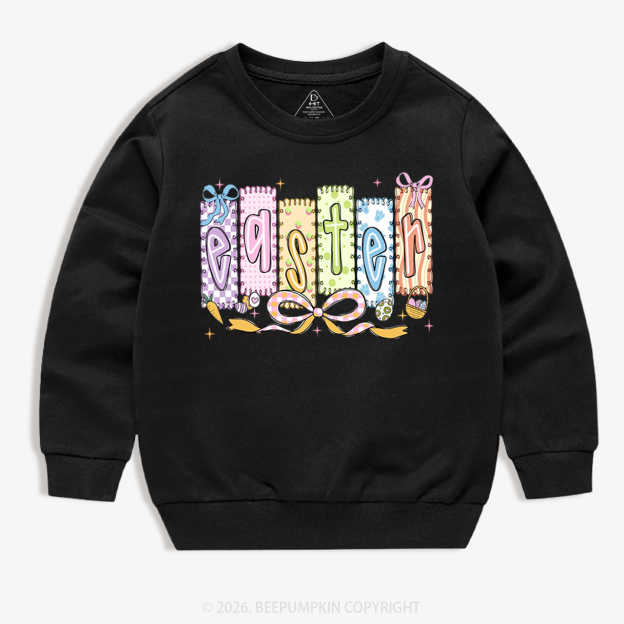 Cute Pastel Preppy Coquette Easter Kid's Sweatshirt