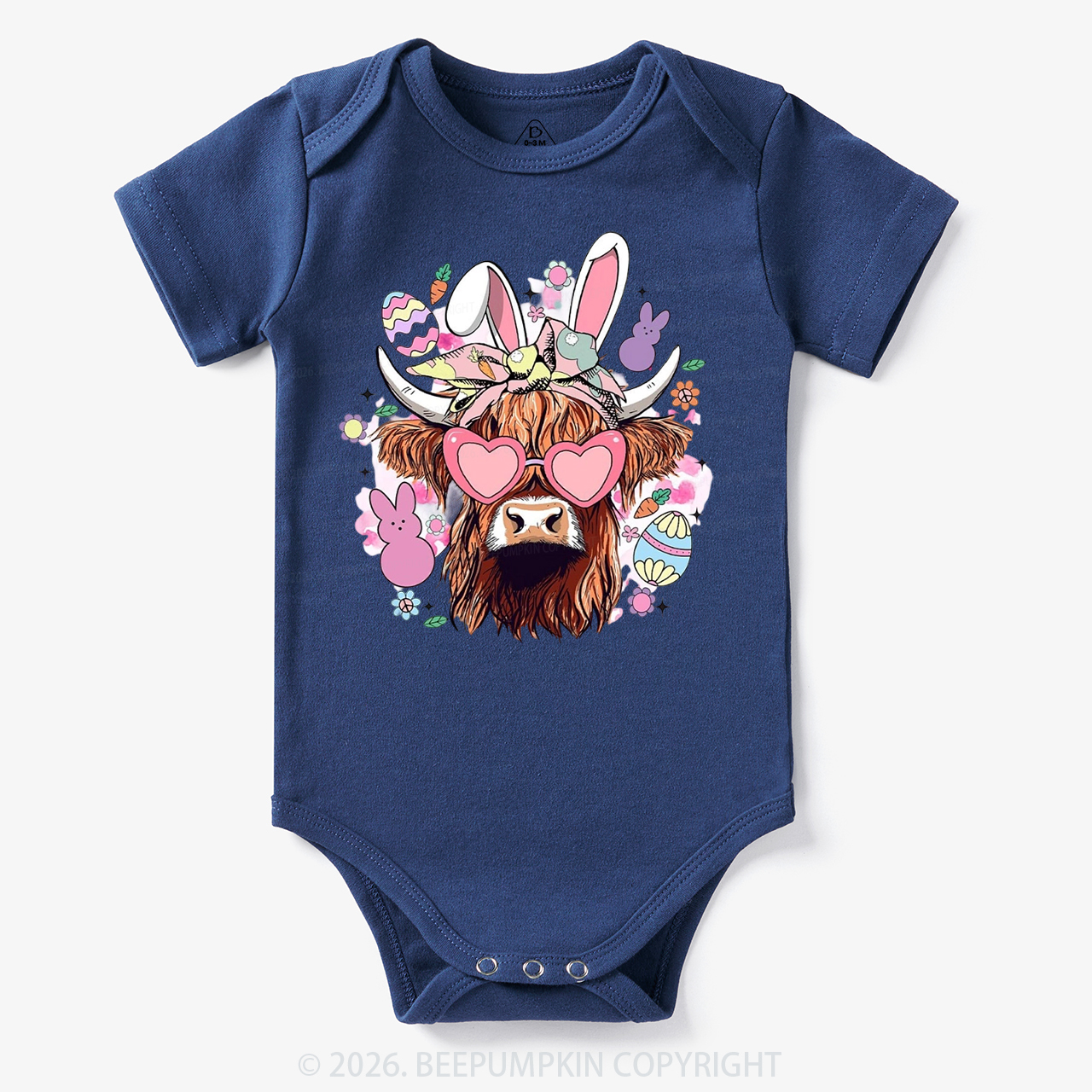 Easter Cute Highland Cow Bodysuit