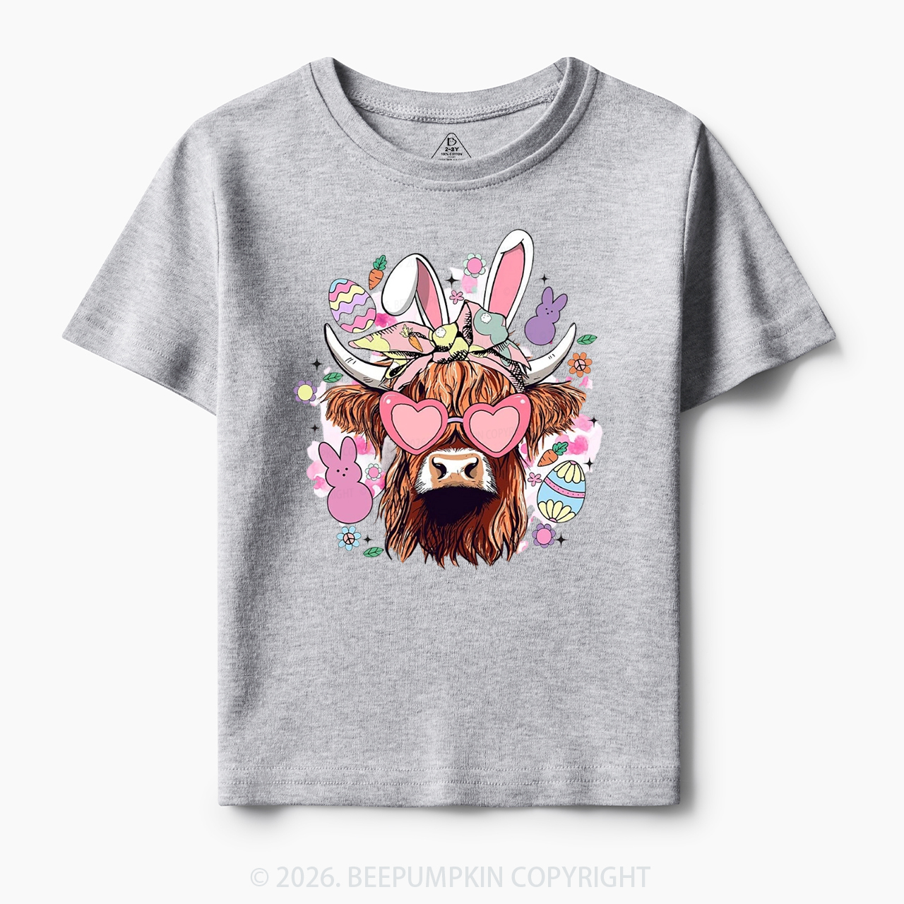 Easter Cute Highland Cow Toddler&Kid's Tees