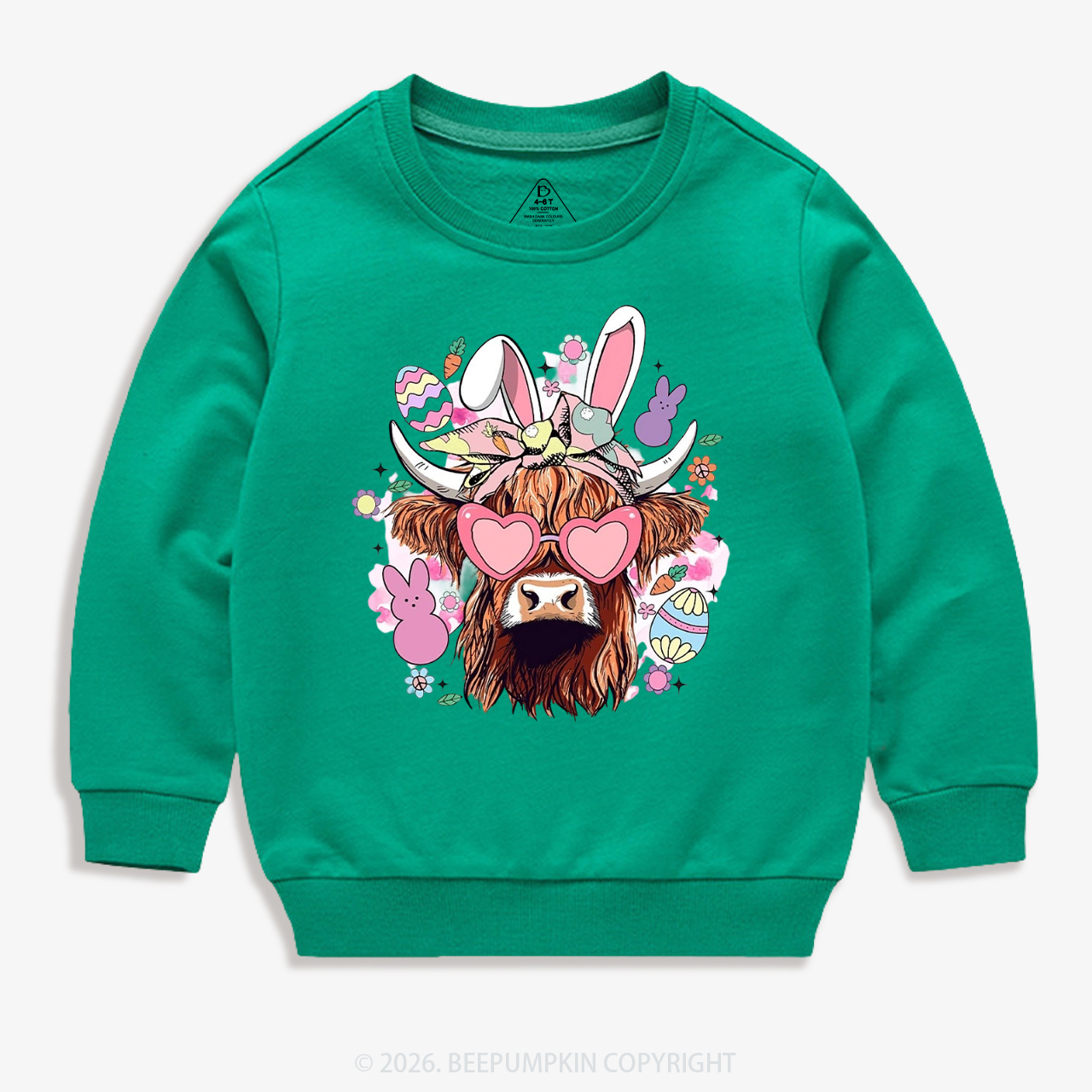 Easter Cute Highland Cow Kid's Sweatshirt