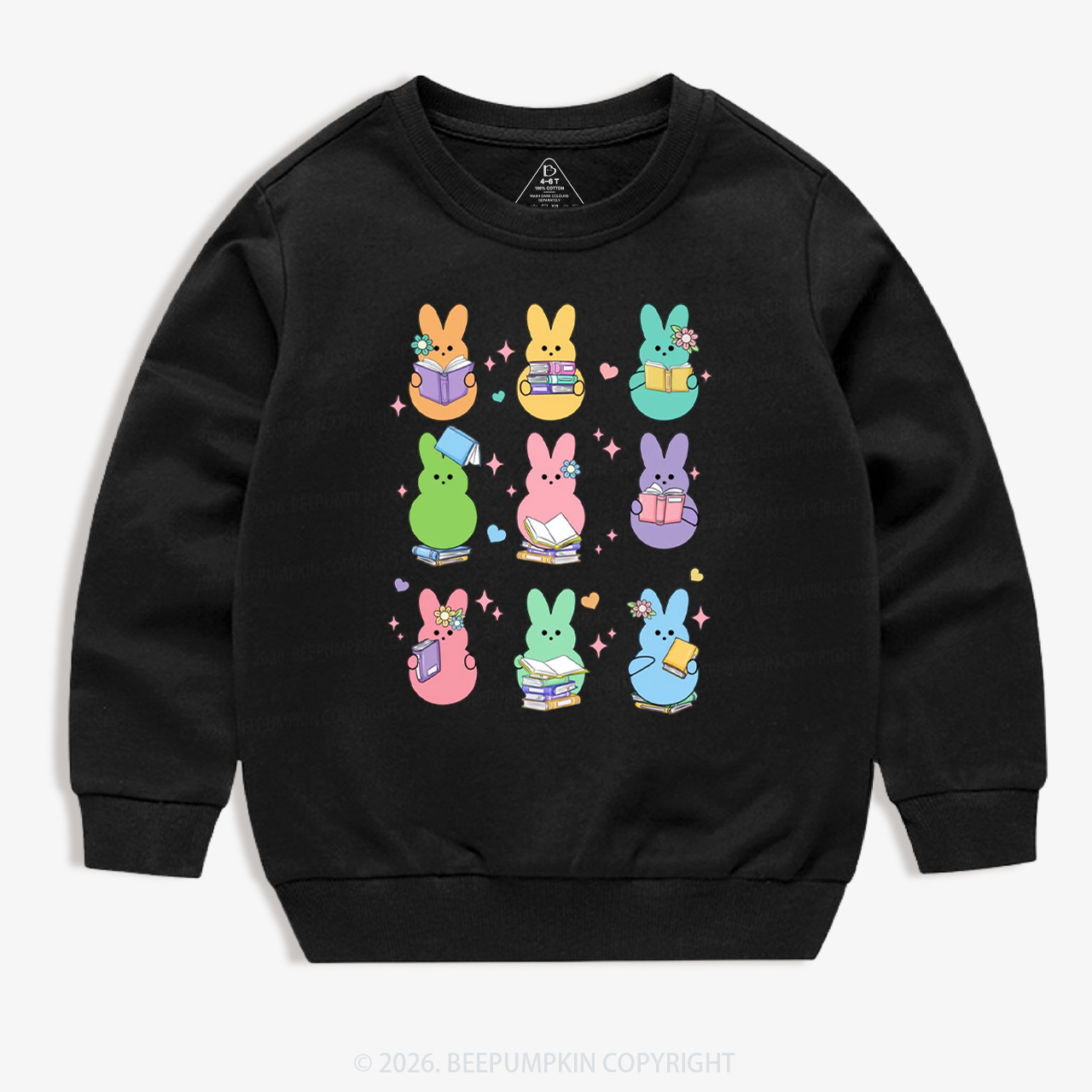 Easter Bunnies Reading Books Kid's Sweatshirt
