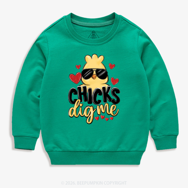 Chicks Dig Me Easter Kid's Sweatshirt