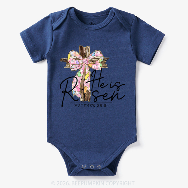 He Is Risen Easter Coquette Bow Bodysuit