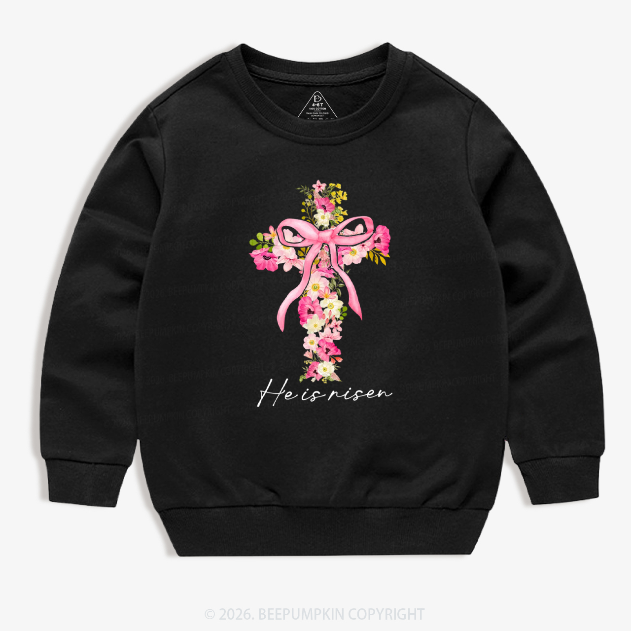 He Is Risen Easter Floral Kid's Sweatshirt