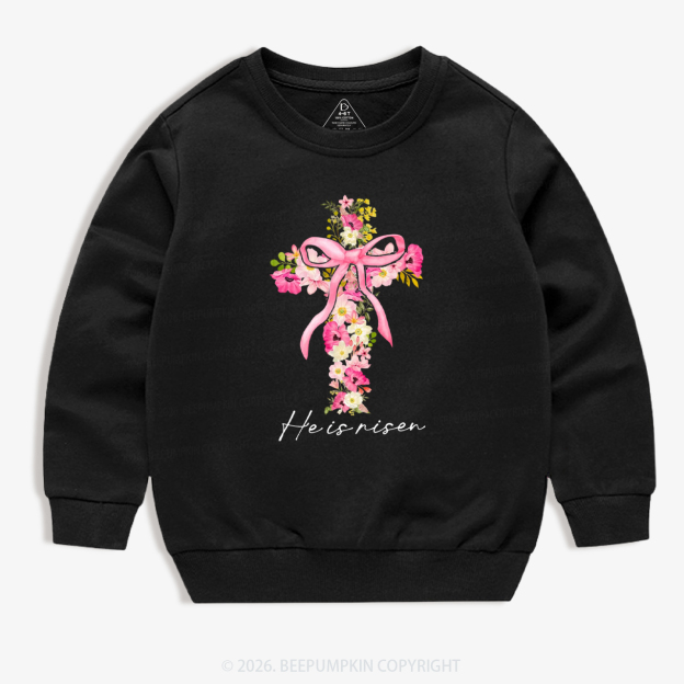 He Is Risen Easter Floral Kid's Sweatshirt