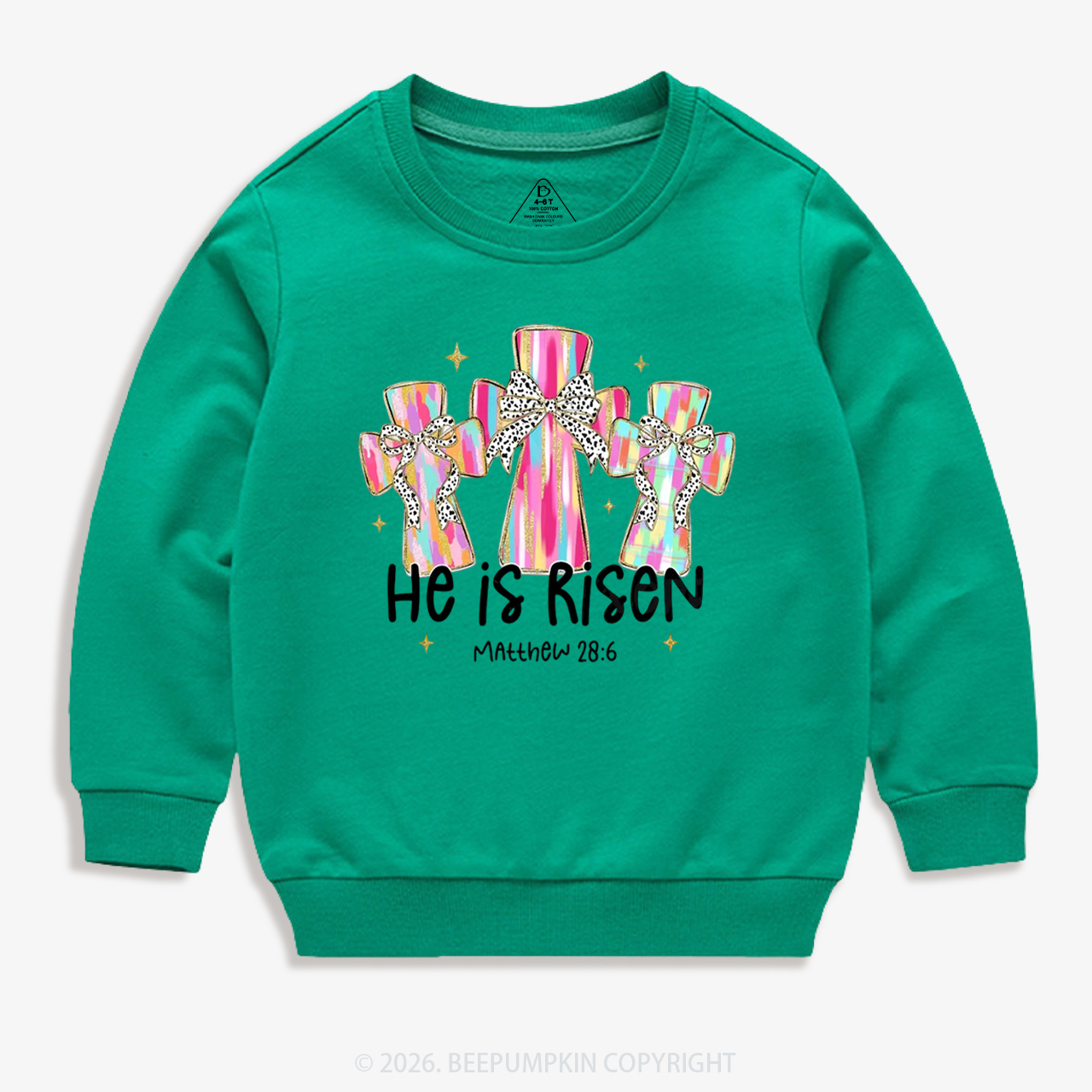 He Is Risen Easter Cross Kid's Sweatshirt