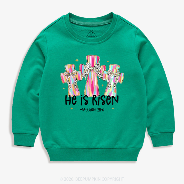 He Is Risen Easter Cross Kid's Sweatshirt