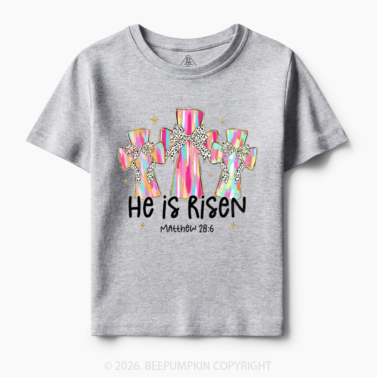 He Is Risen Easter Cross Toddler&Kid's Tees