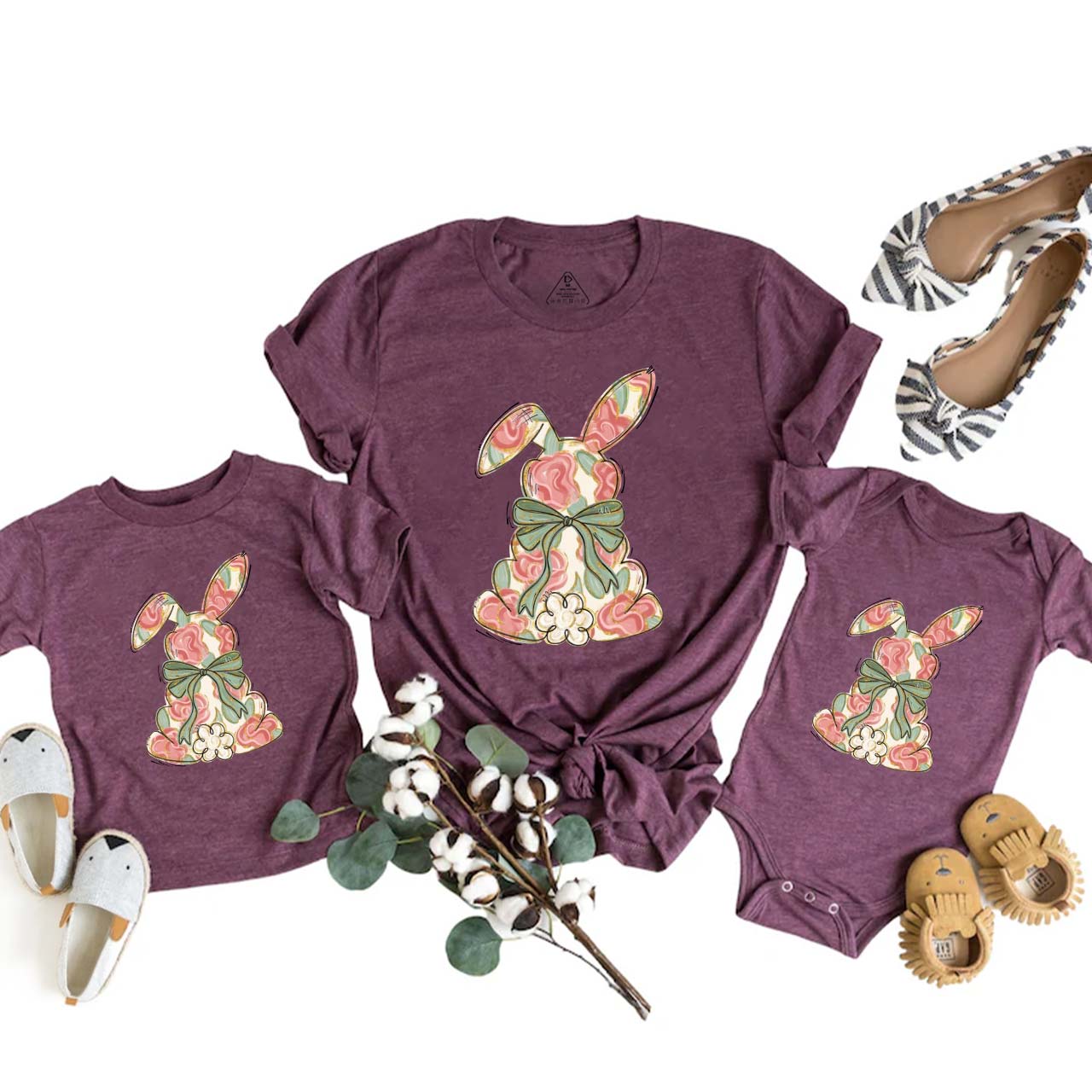 Floral Coquette Bow Easter Mom&Me Matching Tees