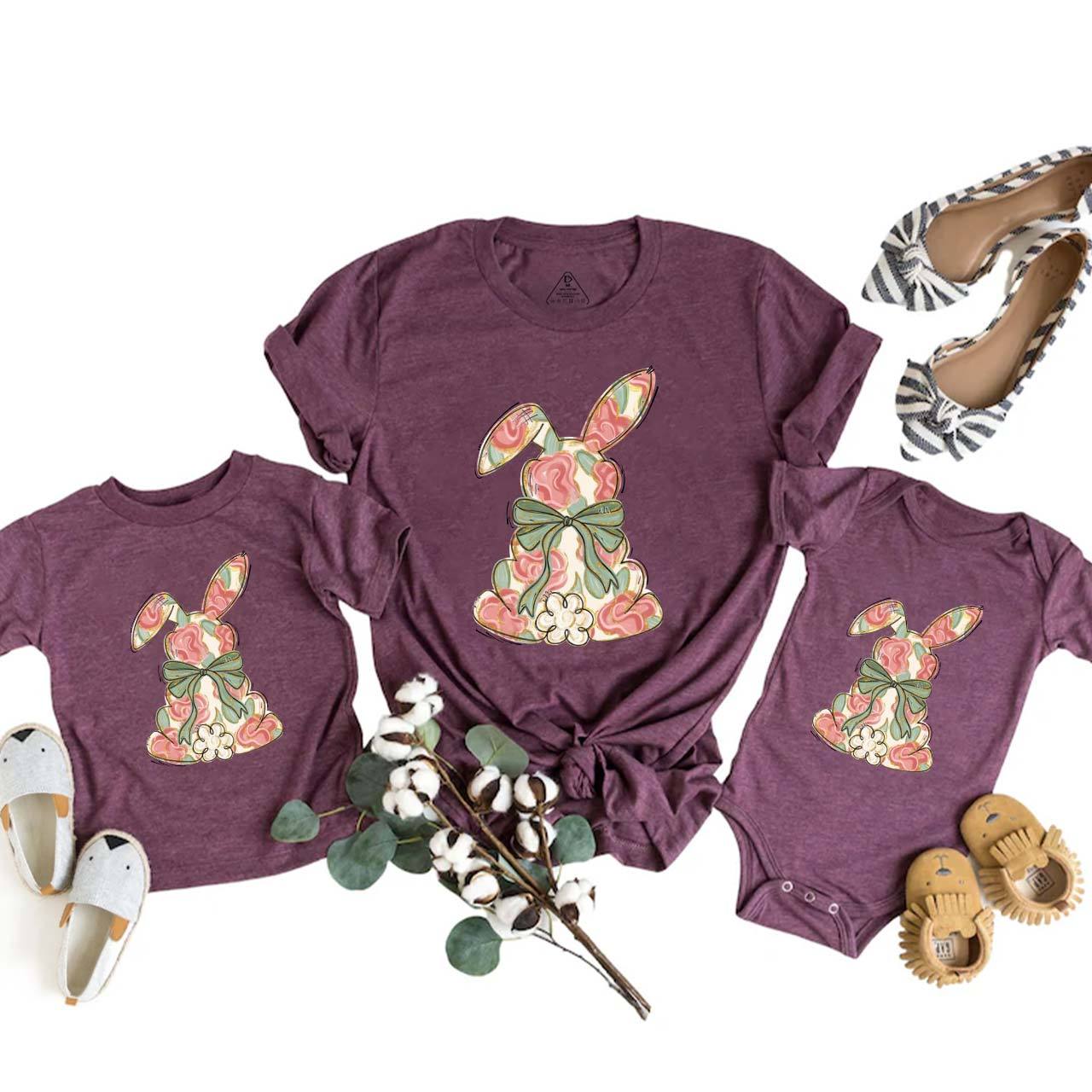 Floral Coquette Bow Easter Mom&Me Matching Tees