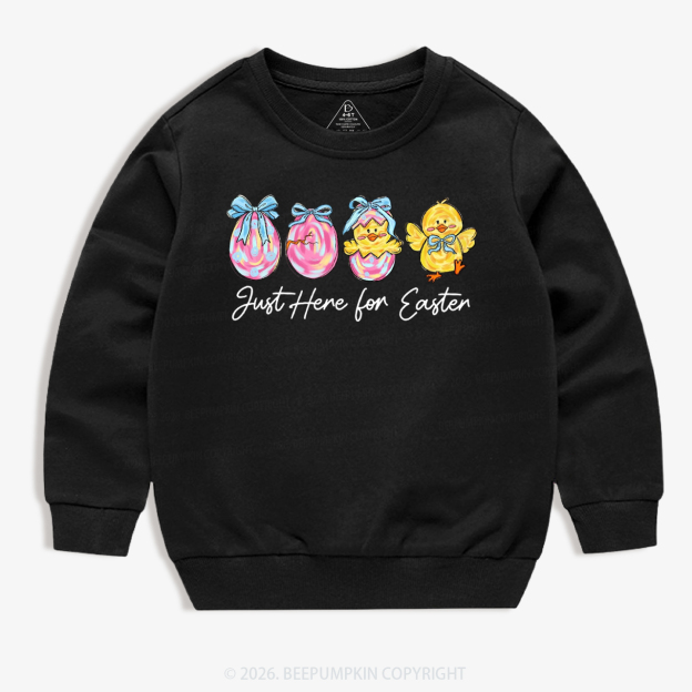 Just Here For Easter Pastel Eggs Coquette Kid's Sweatshirt